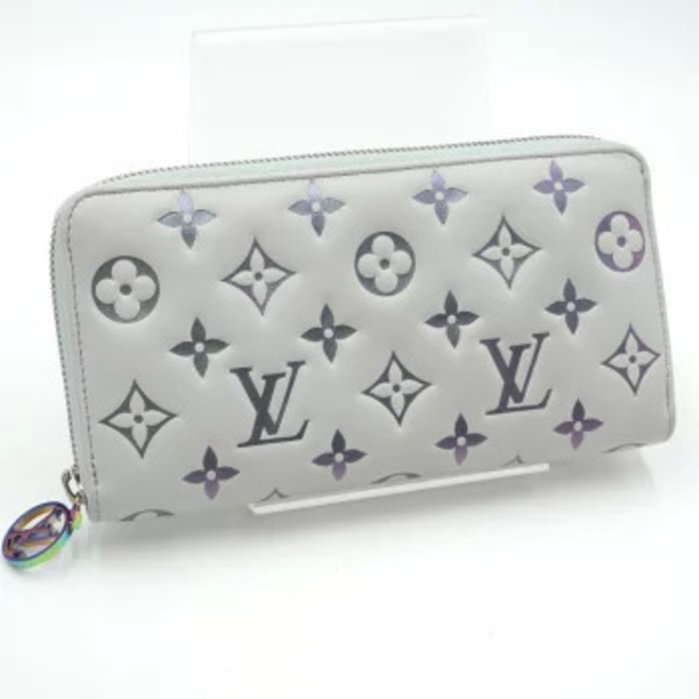 Louis Vuitton Zippy Wallet Monogram Gradient Round Zipper Long Leather Blue Gray